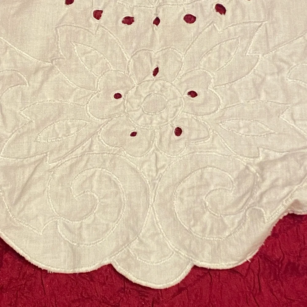 Vintage Early 1900s Embroidered Belgian Dresser Mat with Dragon and Flowers